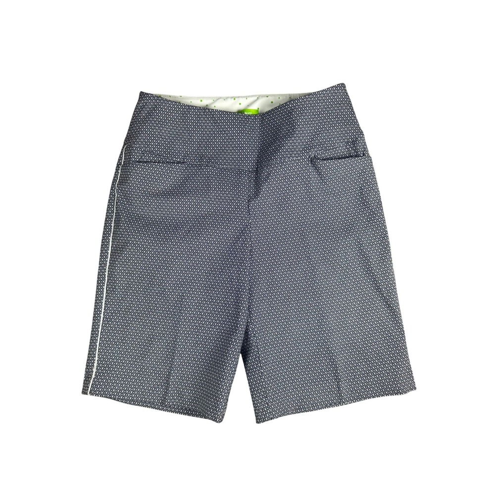 Swing Control Women Golf Shorts Navy Blue Geometric Print Pull On Size 8 M2078SW